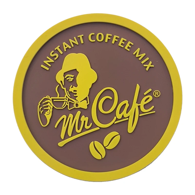 Custom Printed Promotional 3D Logo Factory Price  Round Colorful PVC Rubber Coaster Cup Mat