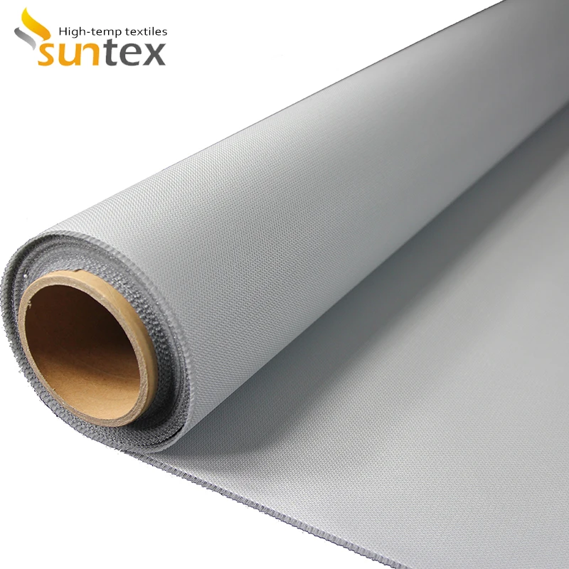 0.4mm Grey Polyurethane Fiberglass Cloth 60min Fireproof Fabrics For Fire And Smoke Curtains
