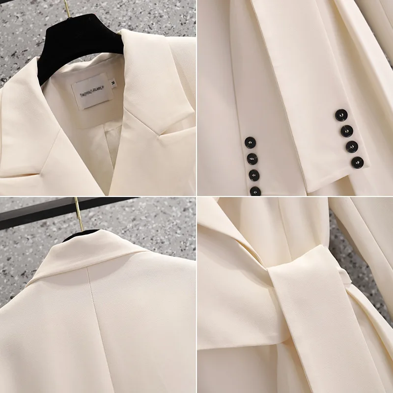 Wholesale Hot Sale Autumn Winter New Design Long Suit Coat Ol Slimming High Waist Lace Up Blazer Dress Fashion Long Suit Dress