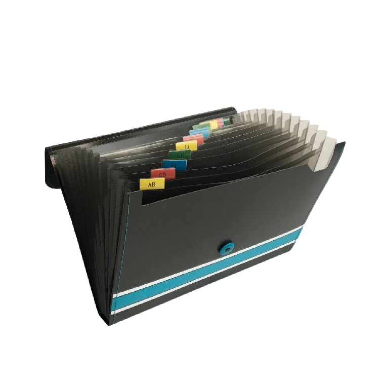 A4/Letter 13 Pockets/12 Tabs Elastic Rope Expanding Wallet File Organizer Accordion Document Folder with business card pocket