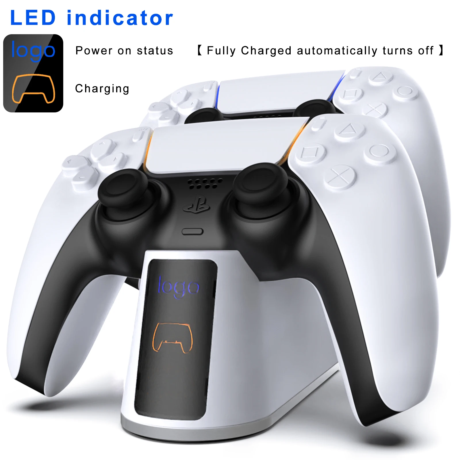 Original factory design  PS5 dual  charging dock station for PlayStation 5 controllers and 4 dynamic RGB light mode