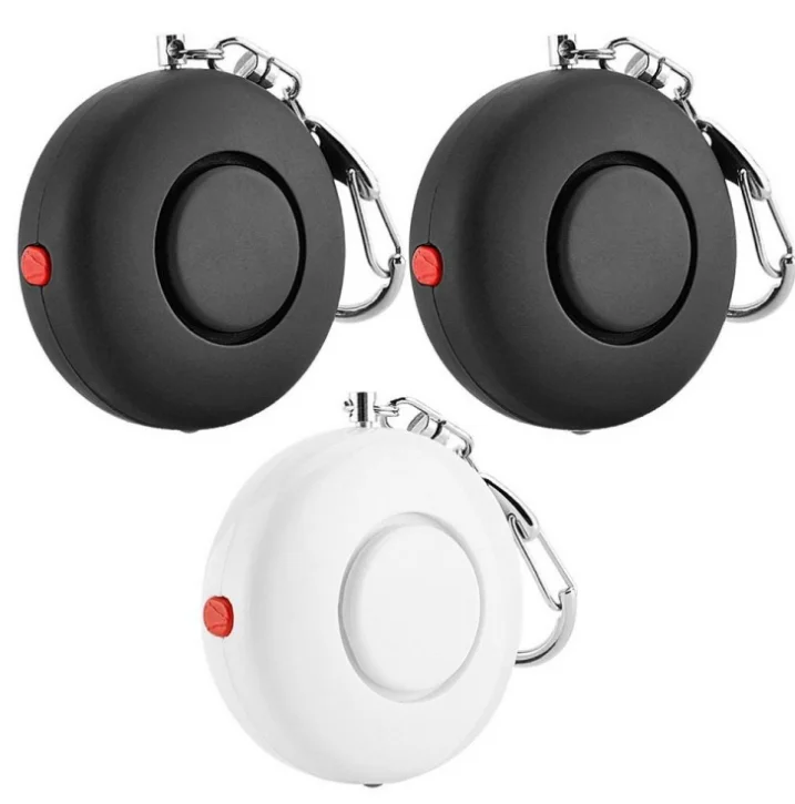 Round-shaped Personal Alarm self defense personal portable  panic button alarm LED keychain security alarm for women child elder