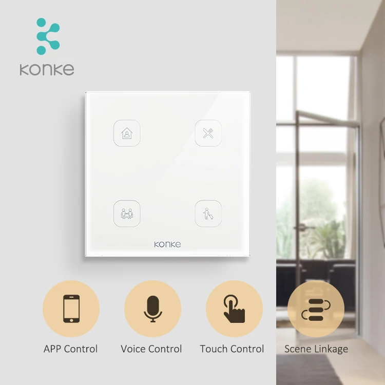 Konke smart home system zigbee 3 gang smart switch scene switch app remote control