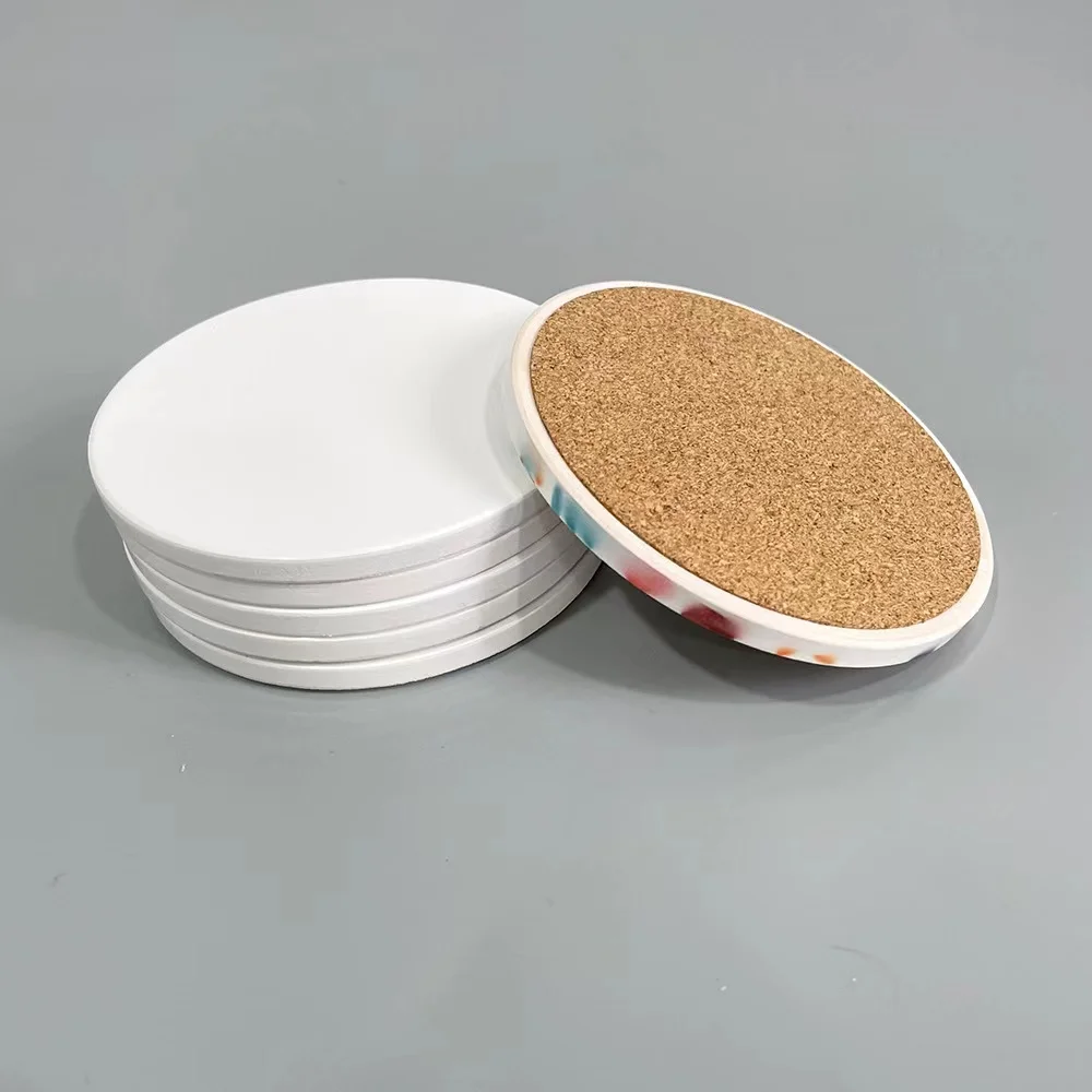 Blank Diy Absorbent matt shinny Ceramic Coasters Stone Coasters For Drinks With Cork Back