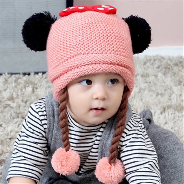 
Korean Baby Bow Hat Autumn And Winter Warm Wool Knit Hat 