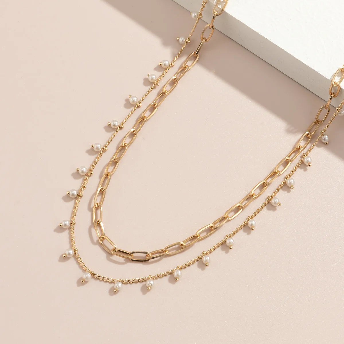  Trendy Body Jewelry Imitation Pearl Waist Chain Retro Link Multi Layer