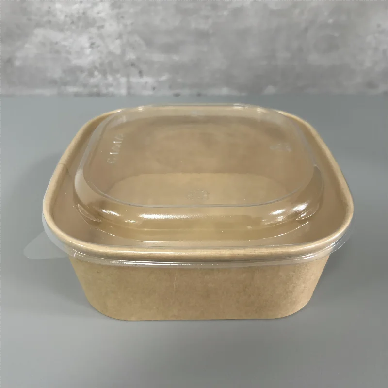 Factory custom Food grade lunch food container takeaway Brown Kraft Paper snack salad disposable rectangle square bowl