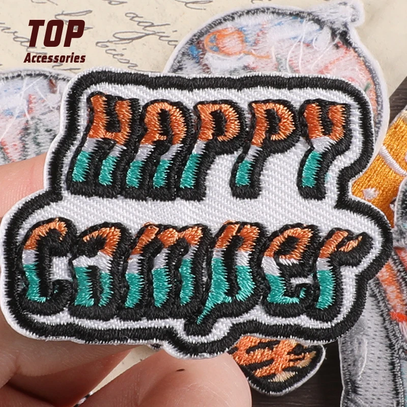 Camping Series Embroidery Patch Accessory Badges with Letter Design Cloth Labels