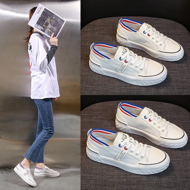 HN7020New Design Thick Sole Breathable Pure White Sneakers Shoes Comfort Casual Shoes for Women