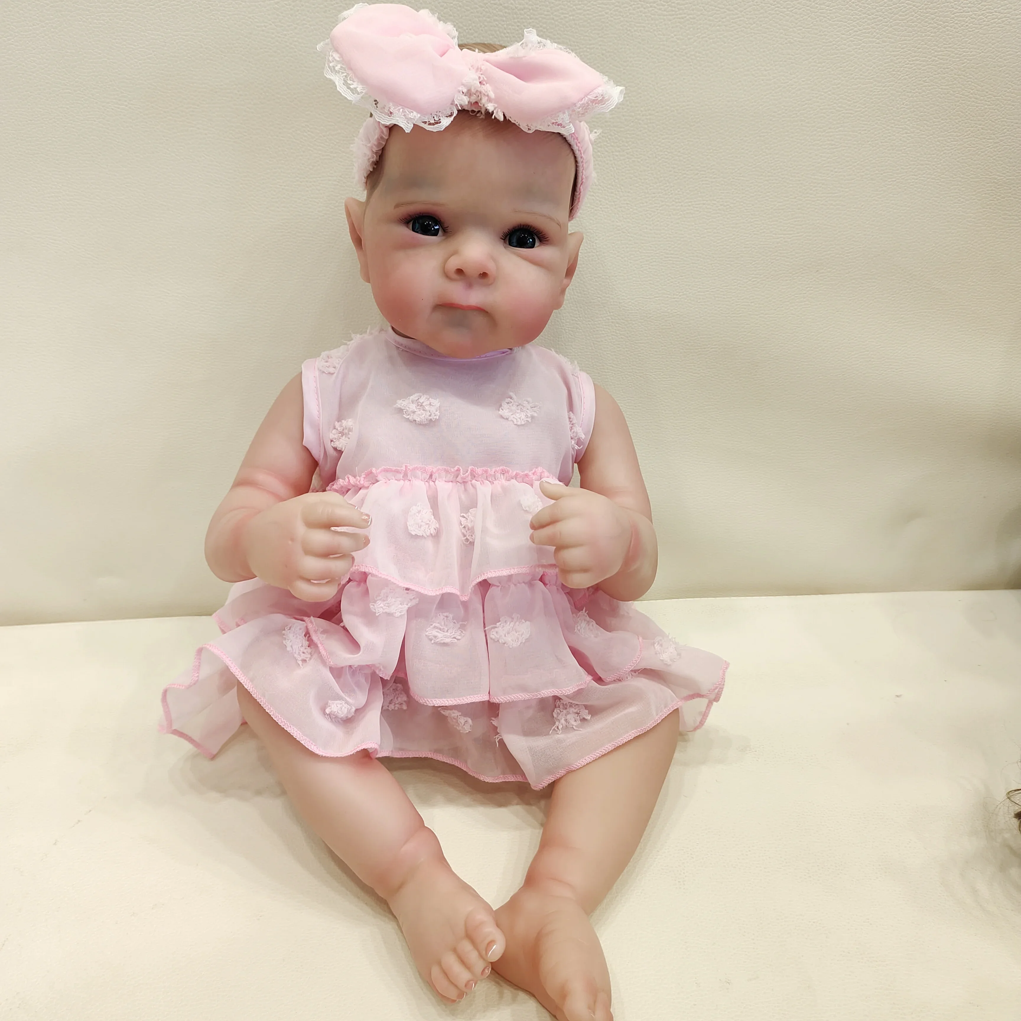 NPK 18inch Lifelike Full Body Bettie Reborn Baby Newborn Doll Cuddly Baby Multiple Layers Painting 3D Skin with Hand Draw Hair