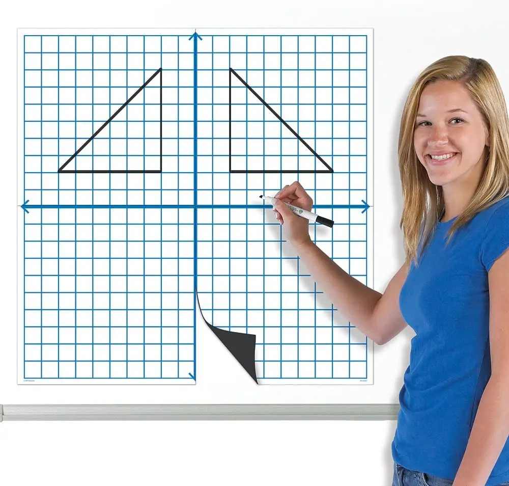 Large Jumbo Easy Clean Reusable Math White Board Magnetic X-Y Coordinate Dry-Erase Grid Boards for Classroom