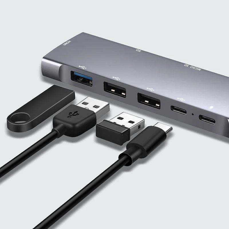 USB C концентратор 9 в 1 адаптер 4K HD-MI зарядный 3 0 SD/устройство для считывания с tf-карт 5 мм Gigabit Ethernet док-станции