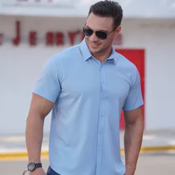 DLL0721-05 Доступные размеры XS-6XL Цена по прейскуранту завода высокое качество короткий рукав плюс размер мужские рубашки с короткими рукавами для мужчин