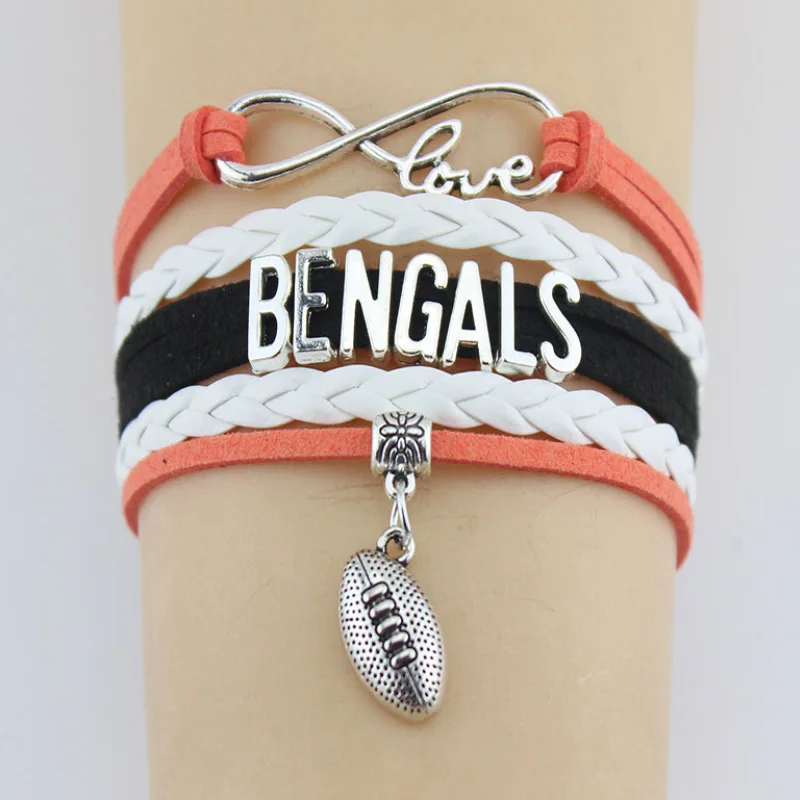 Cincinnati Bengals футбольный кожаный браслет бесконечности NFL