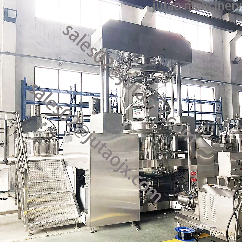 Lotion Cream Making Mixing Vacuum High Shear Emulsifier Mixer Machine With Hydraulic Lifting