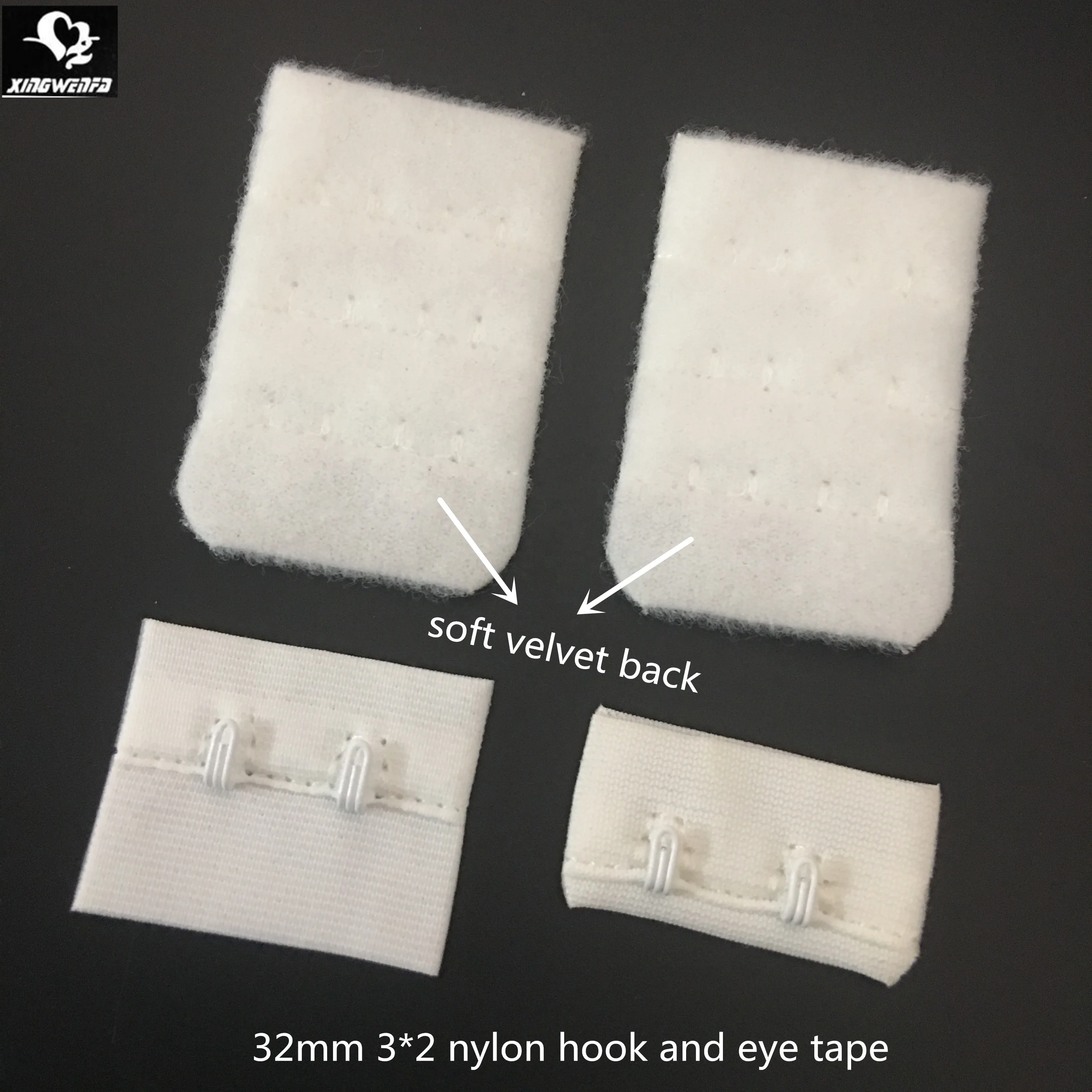 3*2 32mm high quality polyamide visible single stitching visible sewing white nylon hook and eye tape