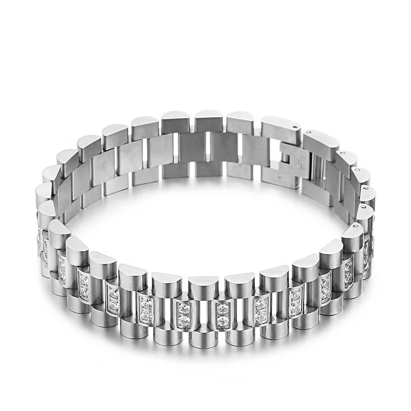 Fashion Jewelry 2022 Designer Inspired Jewelry Gold Plated Mens Hippie Bracelet Iced Out Diamond Presidential Band Bracelet