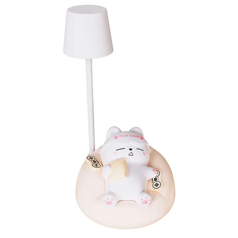 Wholesale Cute Sleeping Cat Pat Night Light Bedroom Bedside 3-speed Adjustable Eye Protection Ambient Lamp