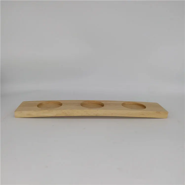 Wood serving paddle shot glass holder tray