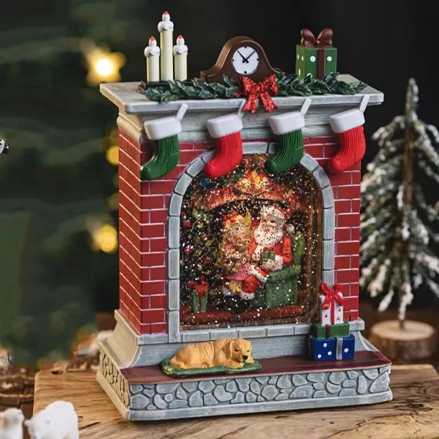 2024 Christmas Snow Globes LED Lantern with Music Box and Rotatable Christmas Tree Interior for Christmas Decoration and Gift