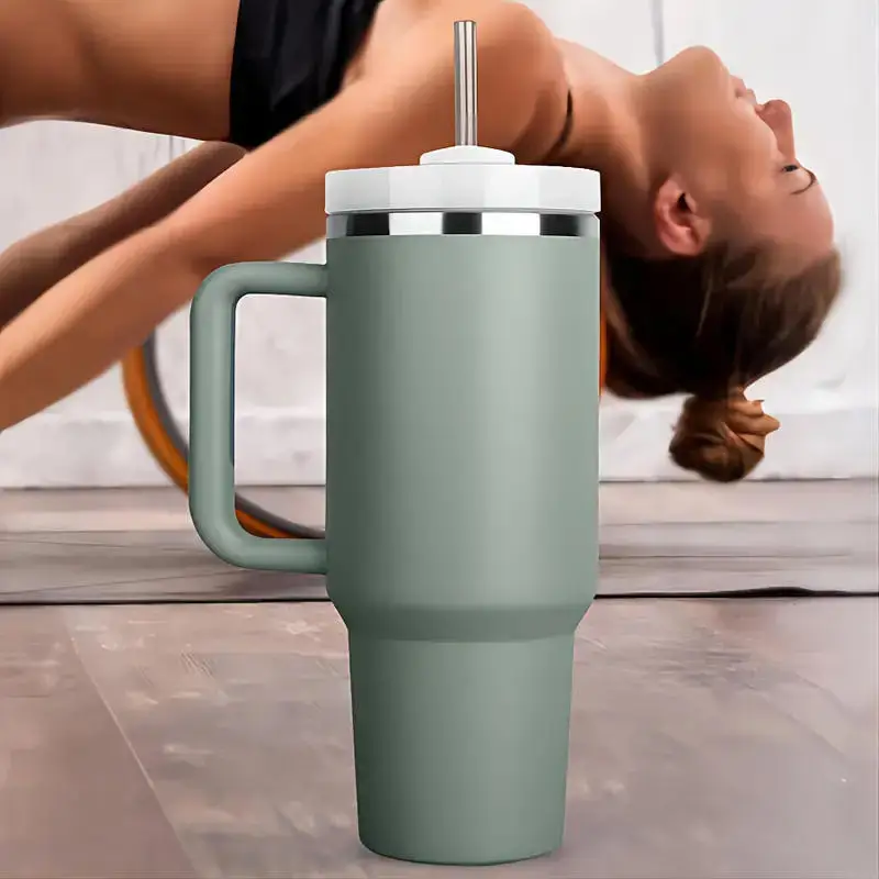 Hot Selling Reusable Vacuum Coffee And Beer Cups With Vacuum Insulation And Straw Stainless Steel Mugs