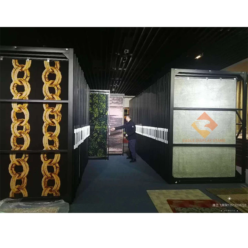 Metal pull-out carpet display stand double-sided hanging rug stand floor mat blanket storage showcase yoga mat  save space