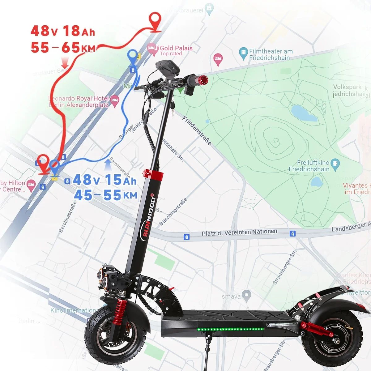 Unisex 800W 18Ah Electric Scooter Fast 50Km/h Urban Two-Wheel Electric Scooter With Power Sensors for Adults