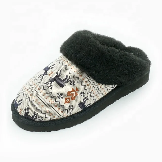 Wholesale super fit fluffy slippers comfort printed knit slippers for ladies