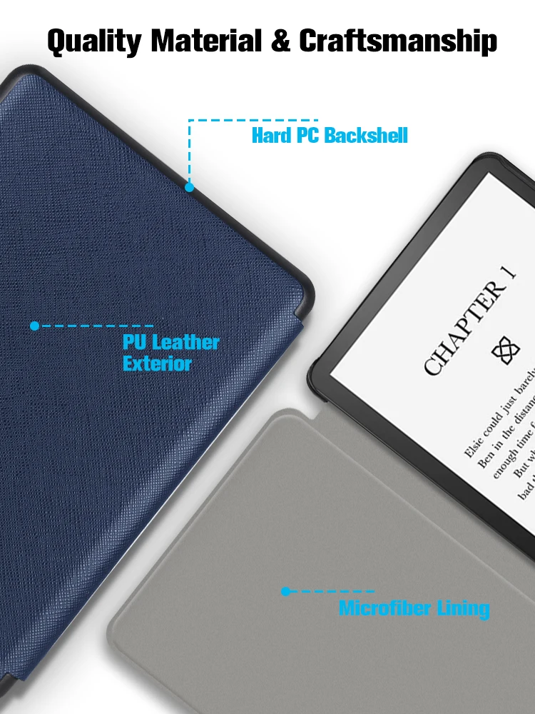 Sleep/Wake Cross Pattern PU Leather Book Style Case Flip Cover For Kindle Paperwhite 5 2021 6.8 Inch Ebook Shell