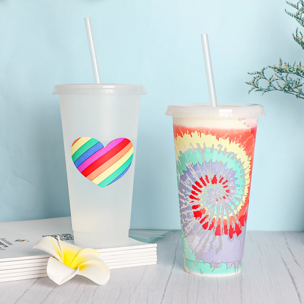 24oz изменение цвета кружка с сублимационной печатью оптовый заказ многоразовый пластиковый стакан