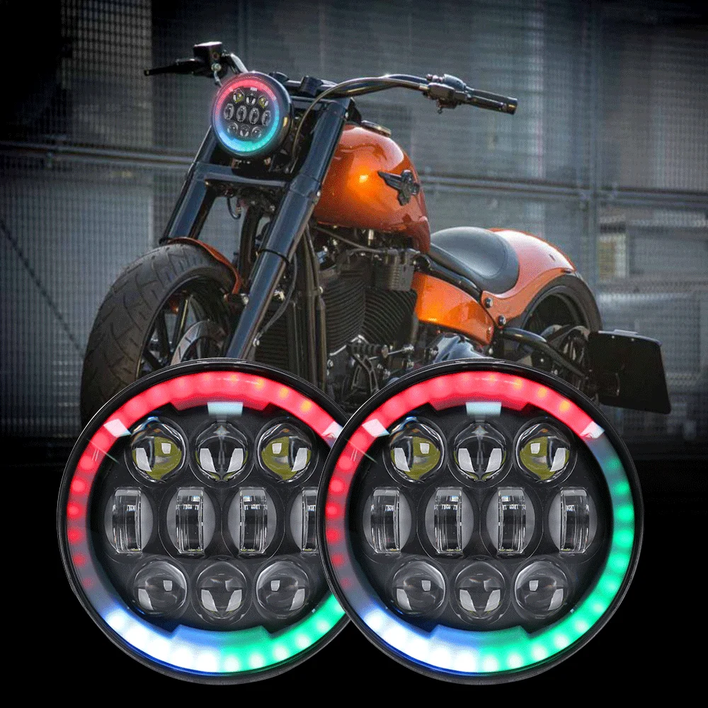 Super Cool Rgb Halo Headlights Led motorcycle auto lighting system water proof  80W power motorcycle lighting system