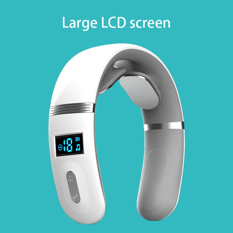 JMK New Design OEM ODM Intelligent Portable Wireless TENS Pulse Hot Compress Smart Neck Massager with Remote Control APP