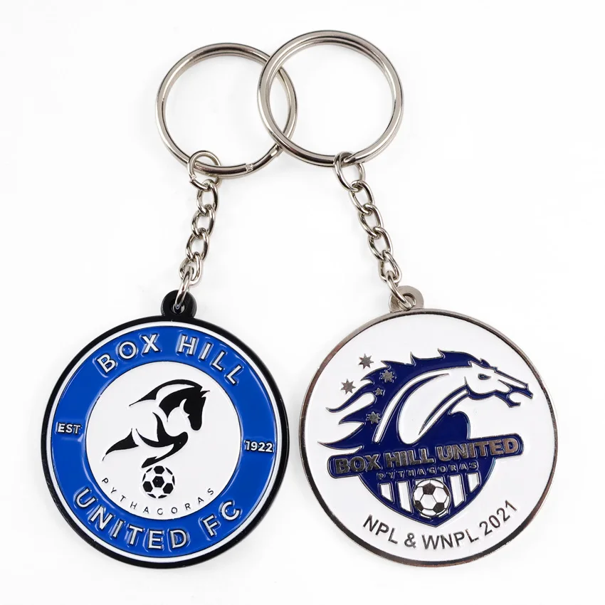 Wholesale promotional metal enamel keychain custom logo sport gymnastics football soccer boxing key chains