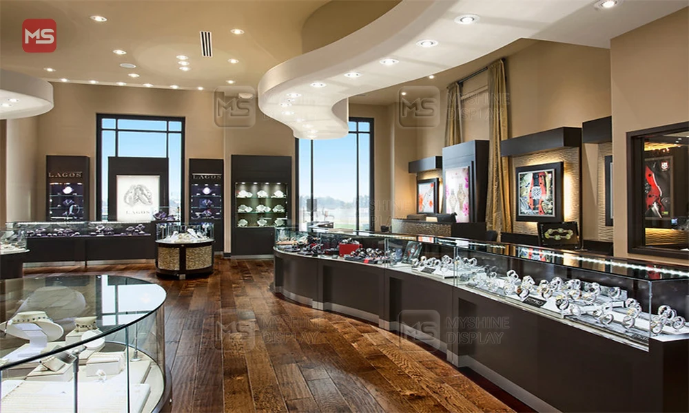 Fashion Modern Jewellery Store Glass Display Showcase and Cabinets Full Vision Jewelry Kiosk for Shopping Mall