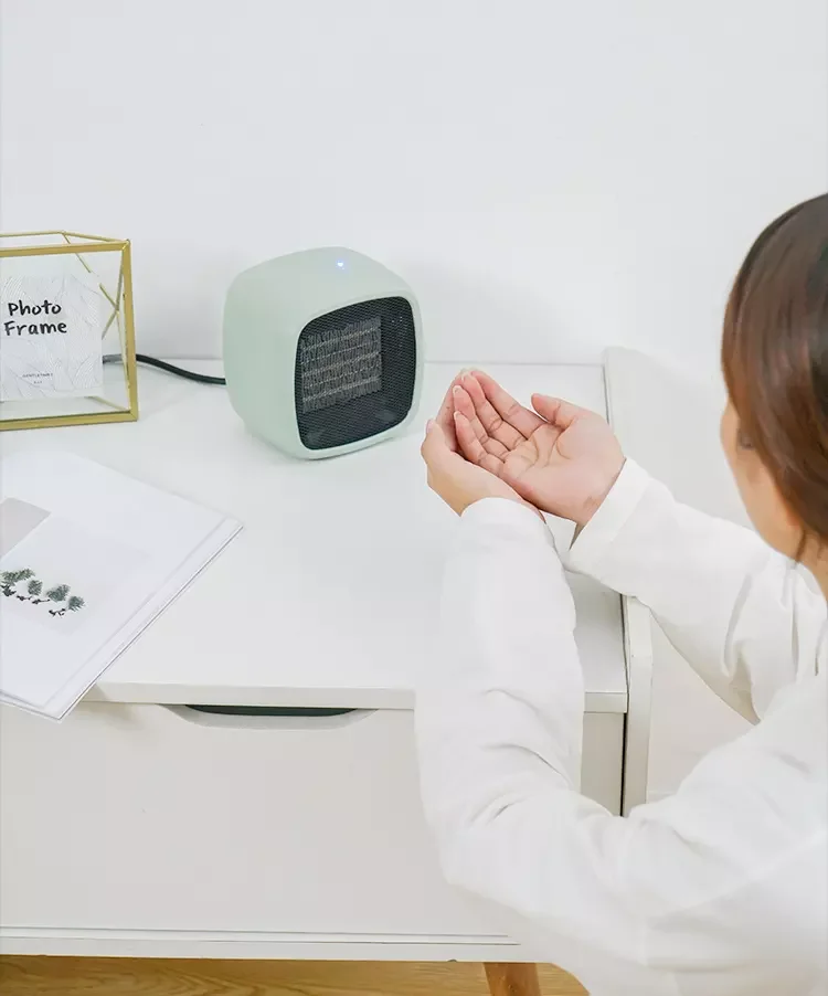 220v Electric Heater Adjustable Thermostat Personal Space Ptc Ceramic Heat Element Portable Mini Desktop Fan Heater