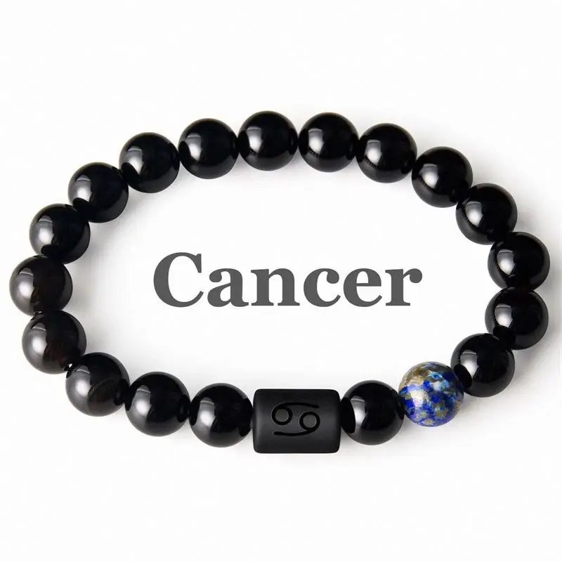 Hot Selling Twelve Zodiac Natural Beads Bracelets 10mm Black Agate Woven Adjustable Yoga Bracelet