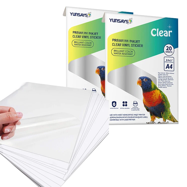 High Quality Adhesive Inkjet Clear A4 Sticker Paper Matt White Vinyl Inkjet Sticker Paper Cosmetic Waterproof Custom Sticker