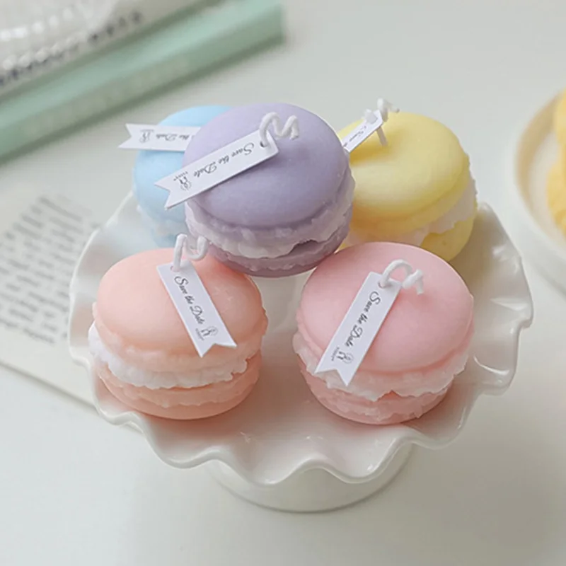 Creative DIY Handmade Gifts Macarons Aromatherapy Scented Soy Wax Candles For Wedding Home Decoration