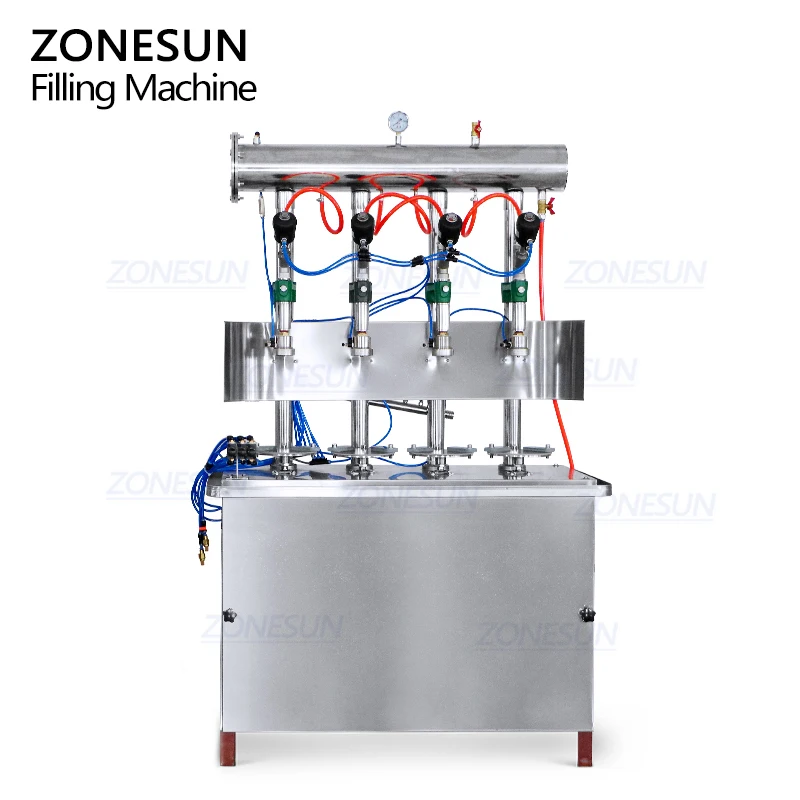 ZONESUN ZS-CF4 Semi-automatic 4 Heads Carbonated Drinks Sparkling Wine Beer Soda Water Liquid Isobar Filling Machine With Mixer