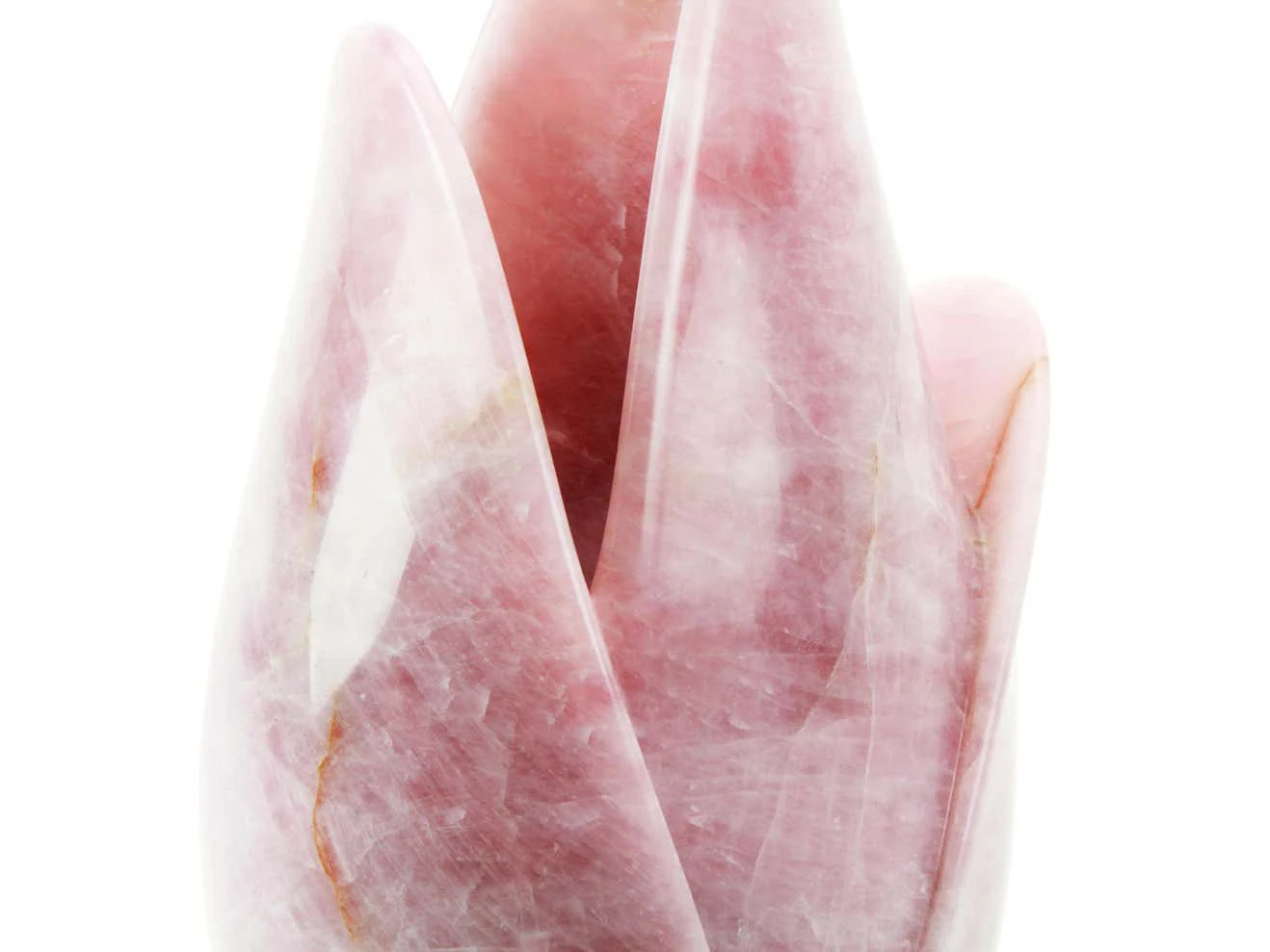 Lobby Decoration Pink Jade Onyx Stone Vase Vessel Tulip Sculpture Block Rose Quartz Marble Handmade Collectible Design