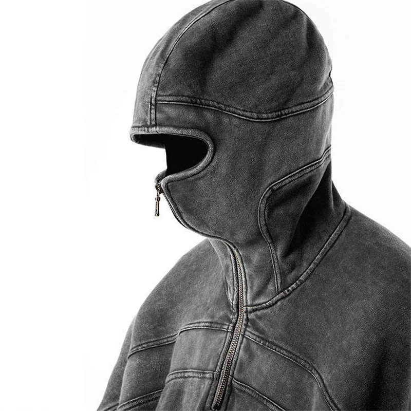 Custom 500 Gsm Blank Faded Oversized Plain 100% Cotton Puff Printing Vintage Acid Washed Zip Up Blank Hoodie Wholesale