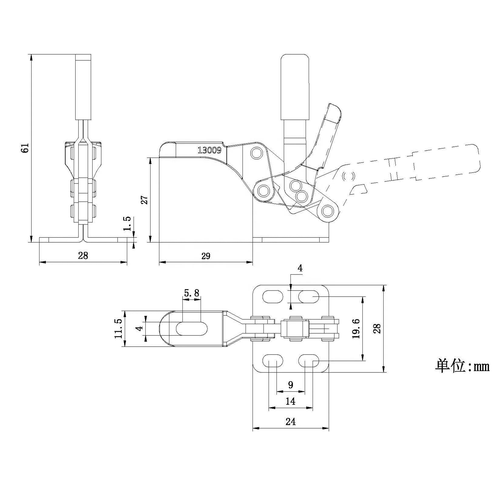 13009 Wholesale Vertical Handle Lifting Toggle Clamp Quick Release Small Size Fixed Clamp For Woodworking And Machine Working