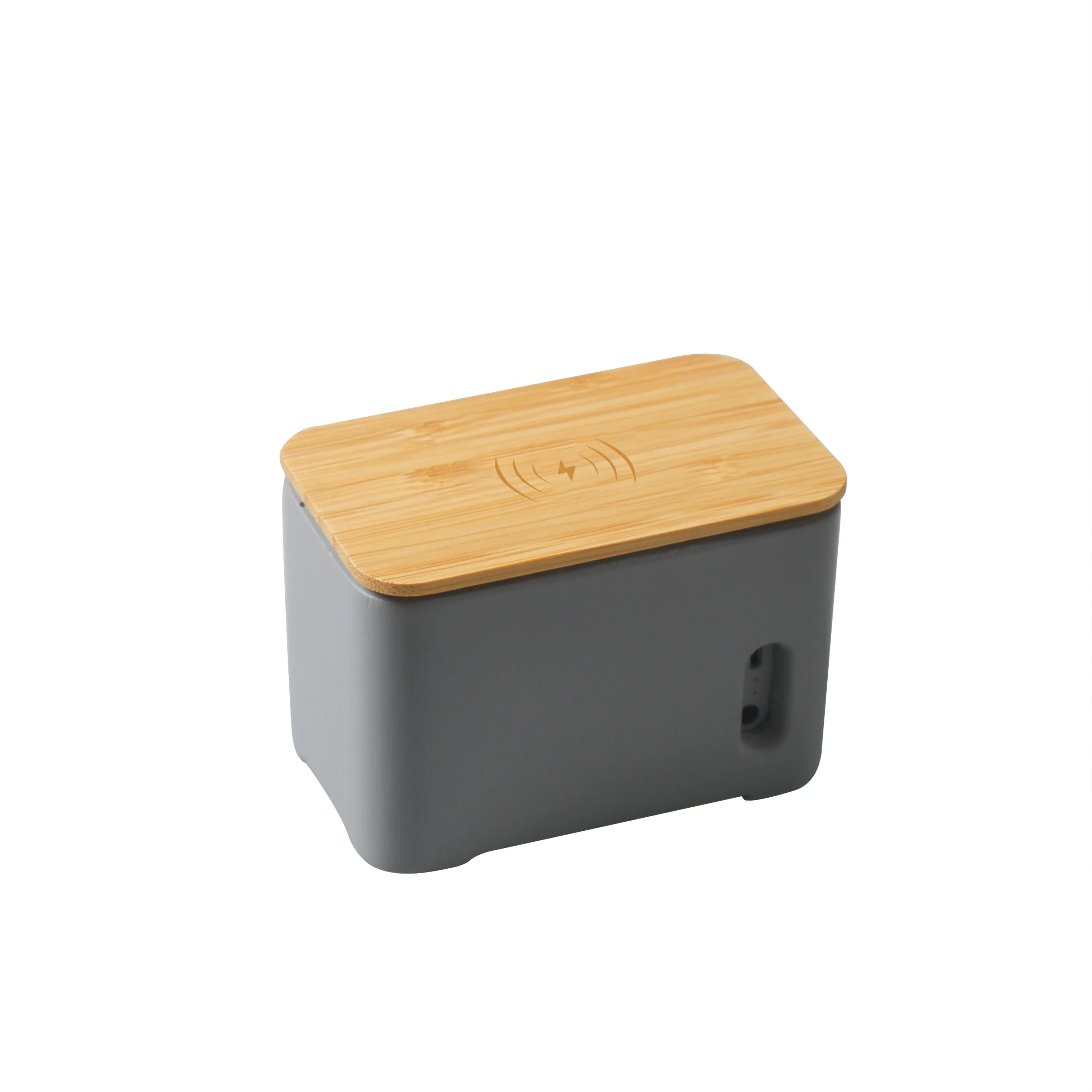 2021 New Materials Natural 2 In 1 Sustainable Eco-friendly Bt Wooden Wireless Bamboo Cement Charger And Speaker