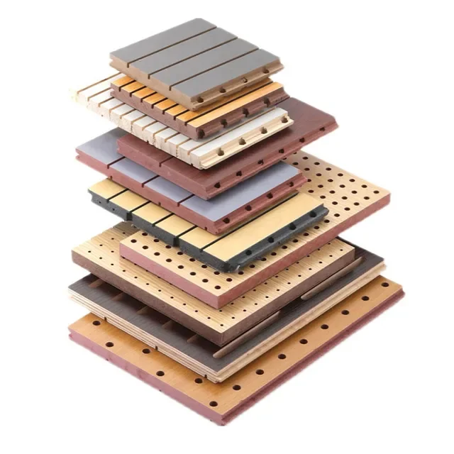 MDF Base Wood Veneer Functional Material Acoustic Panel for Sound Absorbing