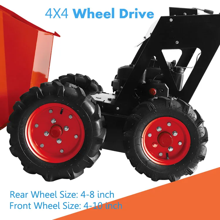 125L dump bin capacity china 4x4 gas mini battery dumper powered wheel barrow