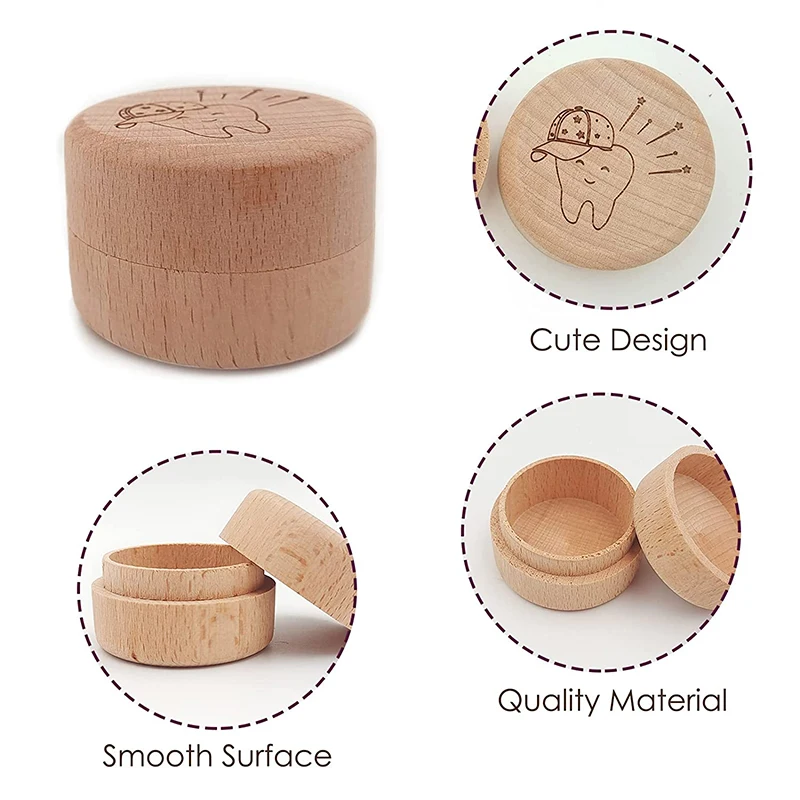 Wooden Baby Teeth Fairy Holder Tooth Storage and Saver Box for Kids Lost Teeth for Kids Keepsake Baby Shower Birthday Present
