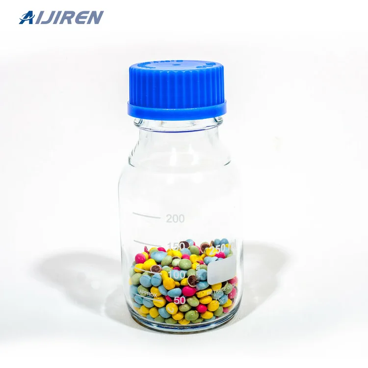 Reagent Bottle Clear Media Glass Hot Sale 100ml with Blue GL45 Screw Lid OEM Customized Logo Design Support