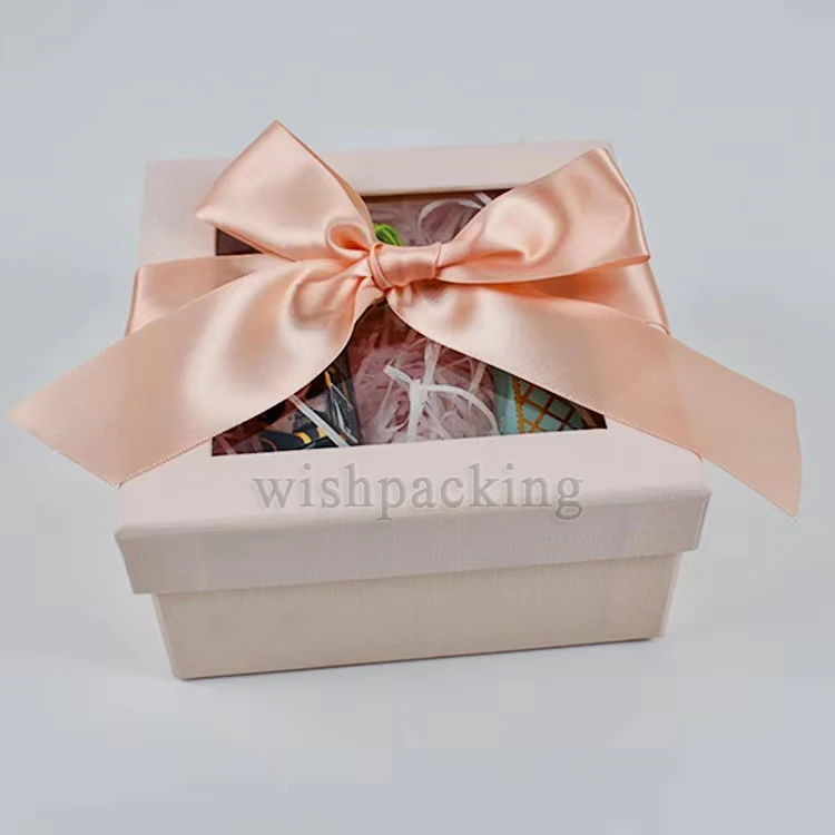 Custom logo printing square-shaped transparent bowknot luxury gift lipstick packaging box with open window cube PVC
