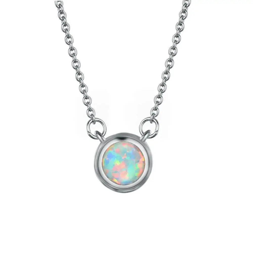 
Wholesale Blue opal necklace 14k gold plated girls fashion jewelry Pendant for women 
