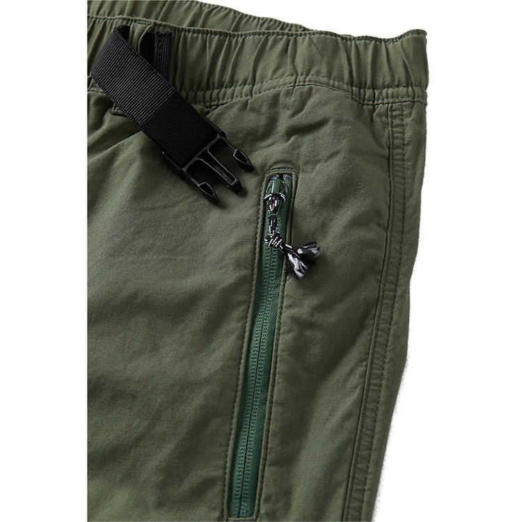 khaki green sheer plastic buckle chino sport long canvas cotton cargo pant drawstring zipper baggy casual half pants for men